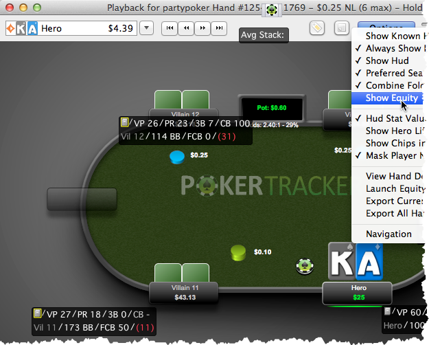 Replayer Equity Display Disabled